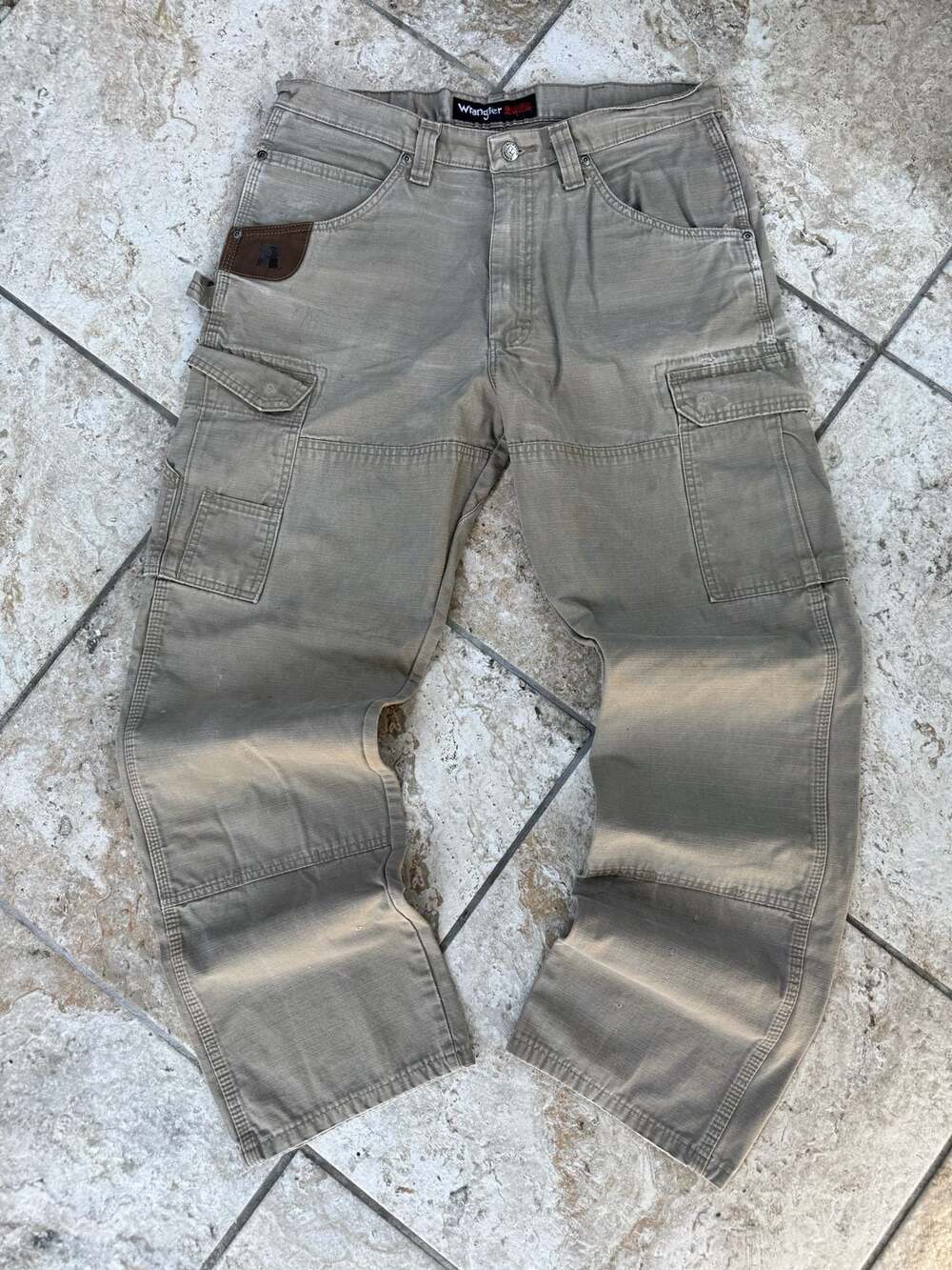 Wrangler Riggs Workwear Ripstop Canvas Carpenter Cargo Pants Tan